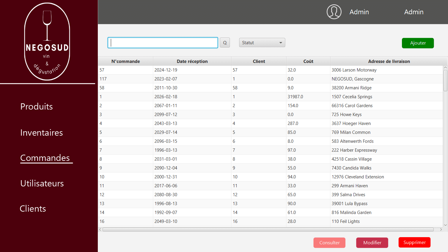 Project Negosud - Commande